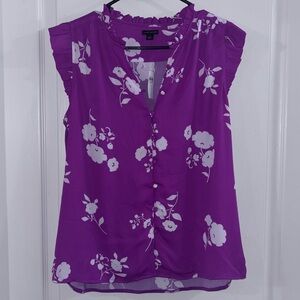 Ann Taylor Purple Floral Blouse
